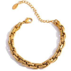 Real 18k yellow gold chunky chain bracelet